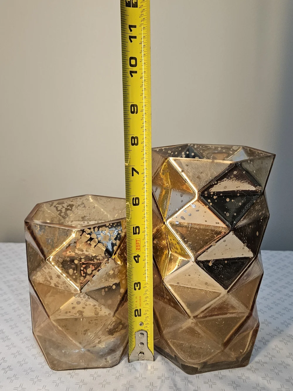 Hobby Lobby Set of 2 Gold Mirrored Geometric Glass Votive Holders